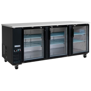 842-CBB3D90G 90 3/8" Bar Refrigerator - 3 Swinging Glass Doors, Black, 115v