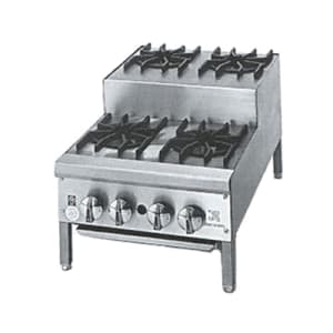 532-JHPE2218NG 18" Gas Step Up Hot Plate w/ (4) Burners & Infinite Controls, Natural Gas