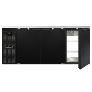 160-BB79NPT 79" Pass Thru Bar Refrigerator - 6 Swinging Solid Doors, Black, 115v