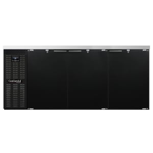 160-BB79N 79" Bar Refrigerator - 3 Swinging Solid Doors, Black, 115v