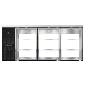160-BB79NGDPT 79" Pass Thru Bar Refrigerator - 6 Swinging Glass Doors, Black, 115v