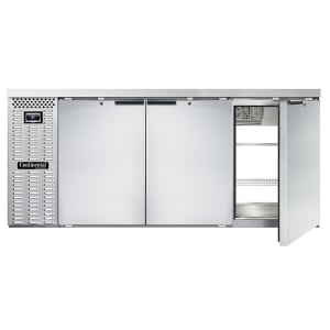 160-BB79NSSPT 79" Pass Thru Bar Refrigerator - 6 Swinging Solid Doors, Stainless Steel, 115v
