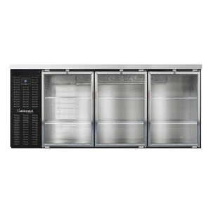 160-BB79SNGD 79" Bar Refrigerator - 3 Swinging Glass Doors, Black, 115v