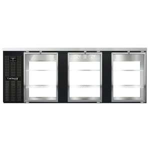 160-BB90NGDPT 90" Pass Thru Bar Refrigerator - 6 Swinging Glass Doors, Black, 115v