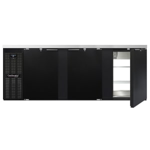 160-BB90NPT 90" Pass Thru Bar Refrigerator - 6 Swinging Solid Doors, Black, 115v