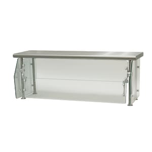 009-DSG12S48 48" Multi-Use Sneeze Guard w/ Stainless Top Shelf - 12"D, Counter-Mount, Glass