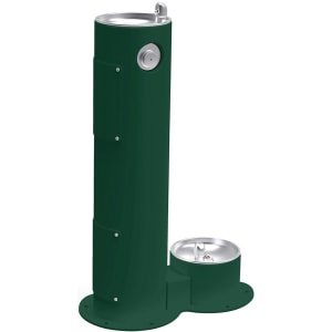 189-LK4400DBEVG Outdoor Pedestal Drinking Fountain w/ Pet Fountain - Non Refrigerated, Evergreen