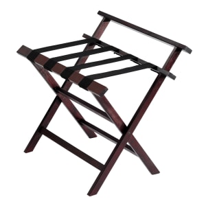 607-LRRW02B Folding Luggage Rack w/ 2 1/4" Black Straps - 26"W X 19"D X 26 1/4"H, Rosewood