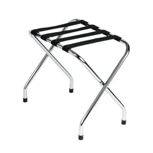 607-LRCHR01 Folding Luggage Rack w/ 2 1/4" Black Straps - 25"W X 16 1/2"D X 20"H, Chrome