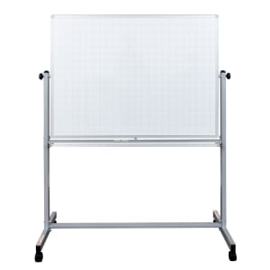 304-MB4836LB 48" x 36" Mobile Double Sided Whiteboard w/ Ghost Grid - 65 1/5"H, Al...