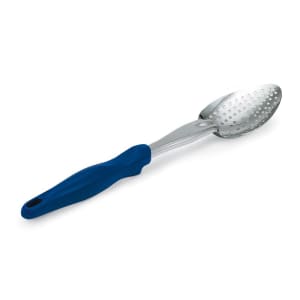 175-6414230 14" Heavy-Duty Perforated Spoon - Blue Nylon Handle