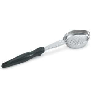175-6422820 8 oz Oval Perforated Spoodle - Black Nylon Handle, Heavy-Duty, Stainless Steel
