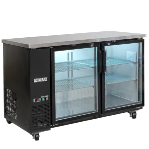 842-CBB2D60G 58 7/8" Bar Refrigerator - 2 Swinging Glass Doors, Black, 115v