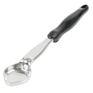 175-6412120 1 oz Oval Solid Spoodle - Black Nylon Handle, Heavy-Duty, Stainless Steel