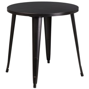 916-CH5109029BQ 30" Round Dining Height Table - Metal, Black & Antique Gold