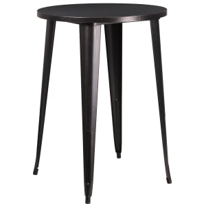 916-CH5109040BQ 30" Round Bar Height Table - Black & Antique Gold Steel Top, Steel Base