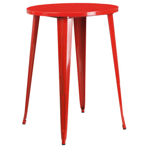916-CH5109040RED 30" Round Bar Height Table - Red Steel Top, Steel Base