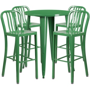 916-CH51090BH430VGN 30" Square Bar Height Table w/ (4) Bar Stool Set - Green Steel Top, Steel Base