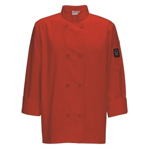 080-UNF6RM Double Breasted Chef's Jacket w/ Thermometer Pocket - Poly/Cotton, Red, Medium