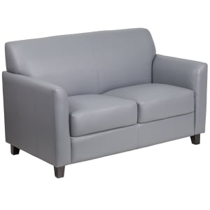 916-BT8272GY Reception Loveseat w/ Gray LeatherSoft Upholstery, Black Wood Feet