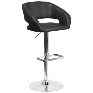 916-CH122070BKGG Swivel Bar Stool w/ Rounded Back & Black Vinyl Seat, Chrome