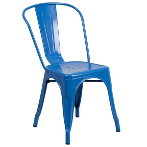 916-CH31230BLGG Stacking Side Chair w/ Vertical Slat Back - Steel, Blue