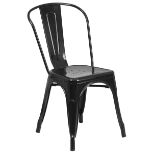 916-CH31230BKGG Stacking Side Chair w/ Vertical Slat Back - Steel, Black