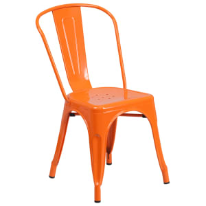 916-CH31230OR Stacking Side Chair w/ Vertical Slat Back - Steel, Orange