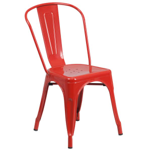 916-CH31230REDGG Stacking Side Chair w/ Vertical Slat Back - Steel, Red