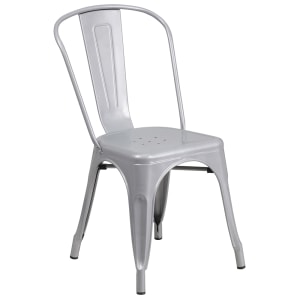 916-CH31230SILGG Stacking Side Chair w/ Vertical Slat Back - Steel, Silver