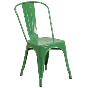 916-CH31230GN Stacking Side Chair w/ Vertical Slat Back - Steel, Green