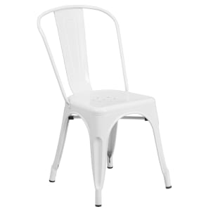 916-CH31230WH Stacking Side Chair w/ Vertical Slat Back - Steel, White
