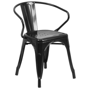 916-CH31270BK Armchair w/ Vertical Slat Back - Steel, Black