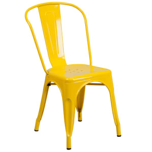 916-CH31230YLGG Stacking Side Chair w/ Vertical Slat Back - Steel, Yellow