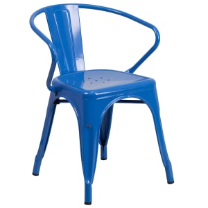 916-CH31270BL Armchair w/ Vertical Slat Back - Steel, Blue