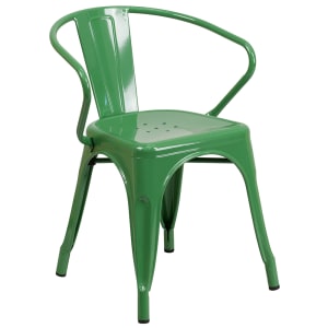 916-CH31270GN Armchair w/ Vertical Slat Back - Steel, Green
