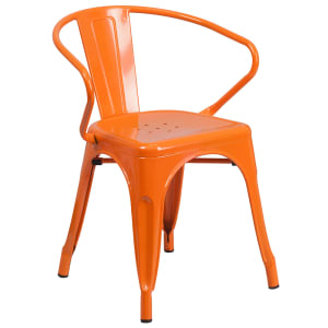 916-CH31270OR Armchair w/ Vertical Slat Back - Steel, Orange