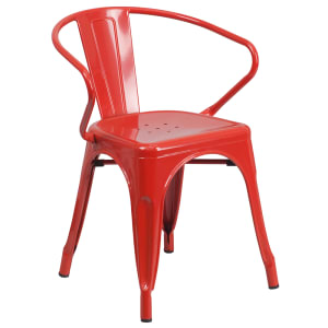 916-CH31270RED Armchair w/ Vertical Slat Back - Steel, Red