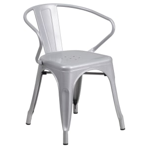 916-CH31270SIL Armchair w/ Vertical Slat Back - Steel, Silver
