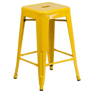 916-CH3132024YL Counter Height Backless Bar Stool w/ Metal Seat, Yellow