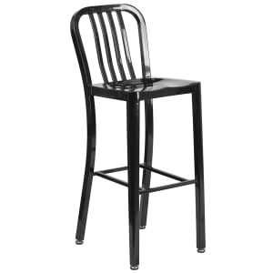 916-CH5120030BKGG Bar Stool w/ Vertical Slat Back & Metal Seat, Black Antique Gold