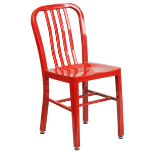 916-CH6120018RED Chair w/ Vertical Slat Back - Steel, Red