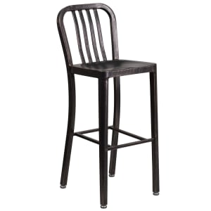 916-CH6120030BQ Bar Stool w/ Vertical Slat Back & Metal Seat, Black Antique Gold