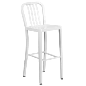 916-CH6120030WH Bar Stool w/ Vertical Slat Back & Metal Seat, White