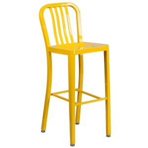 916-CH6120030YL Bar Stool w/ Vertical Slat Back & Metal Seat, Yellow