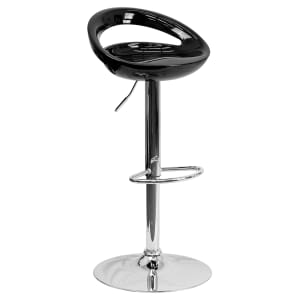 916-CHTC31062BKGG Swivel Bar Stool w/ Low Back & Black Plastic Seat, Chrome