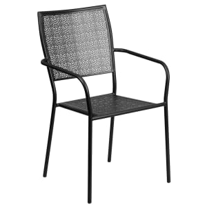 916-CO2BK Outdoor Stackable Armchair w/ Square Back - Steel, Black
