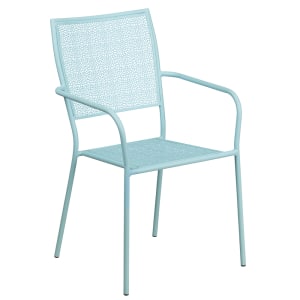 916-CO2SKY Outdoor Stackable Armchair w/ Square Back - Steel, Sky Blue