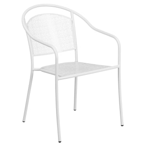 916-CO3WH Outdoor Stackable Armchair w/ Curved Round Back - Steel, White