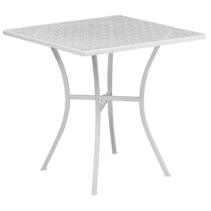 916-CO5WH 28" Square Patio Table w/ Rain Flower Design Top - Steel, White